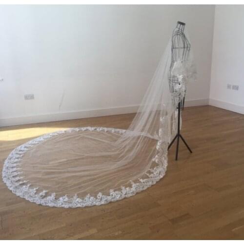 Luxury 3M Cathedral Long Bridal Veil Single Layer White Ivory Wedding Dress with Comb