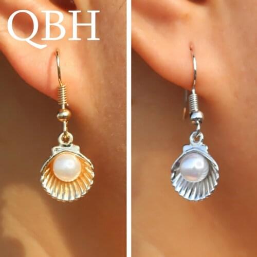 New Brincos Bijoux Simulated Pearl Dangle Shells Drop Earrings For Women Jewelry Gift Mujer Boucles d'oreilles Orecchini