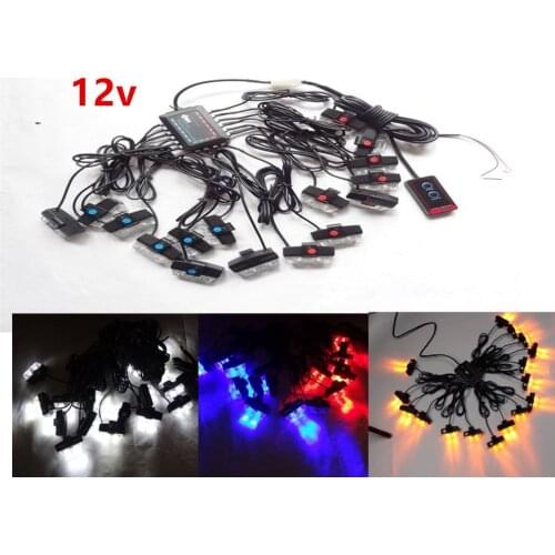 1set 16x 2 LED Strobe Lights stroboscopes fso Flasher 32 LED button Control Wireless Car Grille Flash Lights Auto Warning