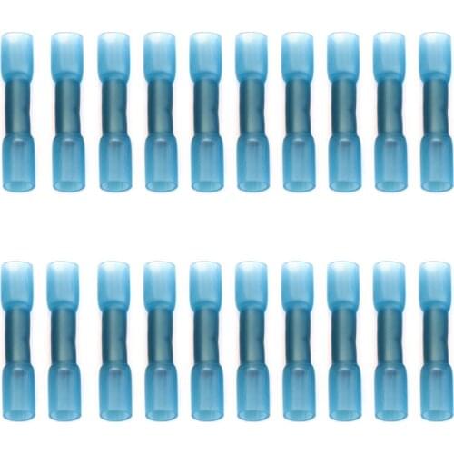 20PCS/Set Heat Shrink Butt Terminal Waterproof Blue Electrical Wire Cable Splice Crimp Terminal Connectors Kit