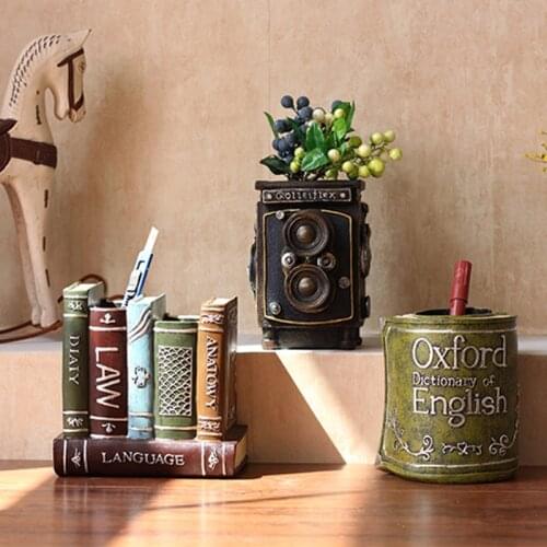 Retro Creative Pen Holder Decoration Desk Organizer Home Living Room Office Multifunctional Storage Decoration