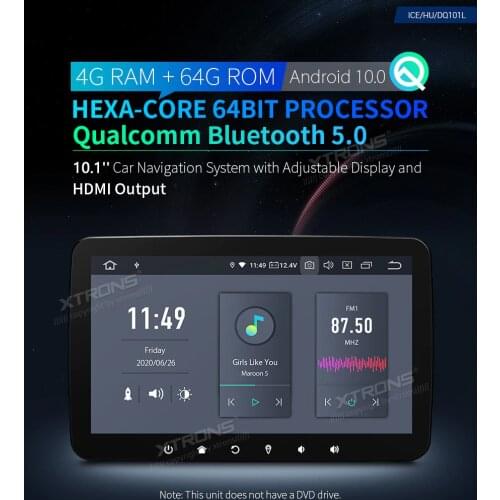 XTRONS 10.1" Single 1 DIN Android 10.0 Video Stereo Car DVD Player Radio with Adjustable Display and HDMI-compatible Output