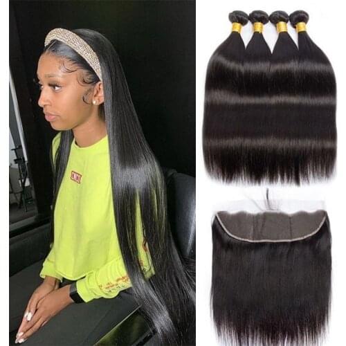 Magic Wave 30 32 34 40 Inch Straight Brazilian Hair Weave Bundles With Frontal Human Hair Bundles With Closure Remy Hair Extensi