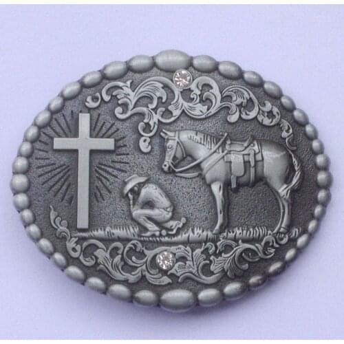 Wesretn Cowboy belt buckle with pewter finish JF-BY320 suitable for 4cm wideth belt with continous stock
