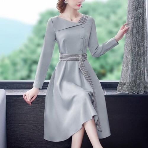 Office Lady Casual 3XL Plus Size Midi Dresses Elegant Bodycon Women Party Vestidos 2020 Spring Autumn Vintage Long Sleeve Dress