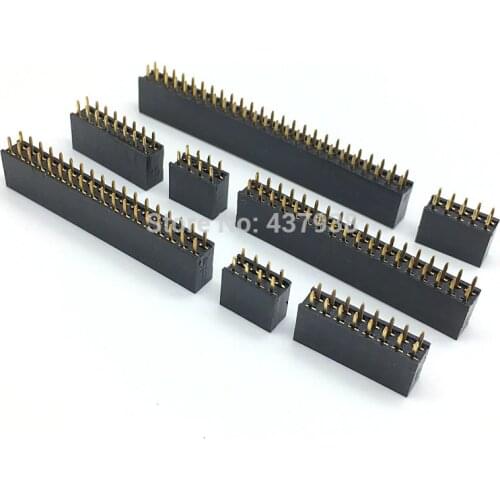 10pcs 2.54mm Double Row Straight Female 2-40P Pin Header Socket Connector 2x2/3/4/5/6/7/8/9/10/12/14/16/18/20/25/30/40Pin