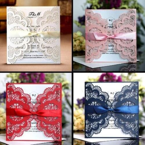 100pcs Hollow Invitiation Card Wedding Valentines Day New Year Greeting Card Postcard Birthday Gift Message Cards Party Supply