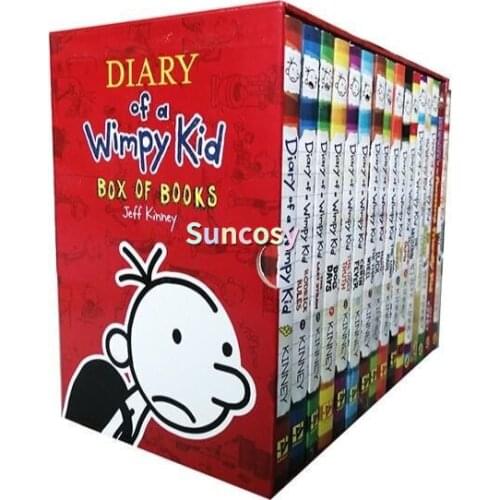 16PCS/Set English Picture Book Diary of A Wimpy Kid Comic Bridge Novel Children Daily Reading Book Box Packing for 6-12 Children