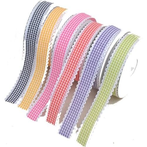 2.5cm*20Yard Plaid ribbon clothing accessories bowknot cake gift box ribbon