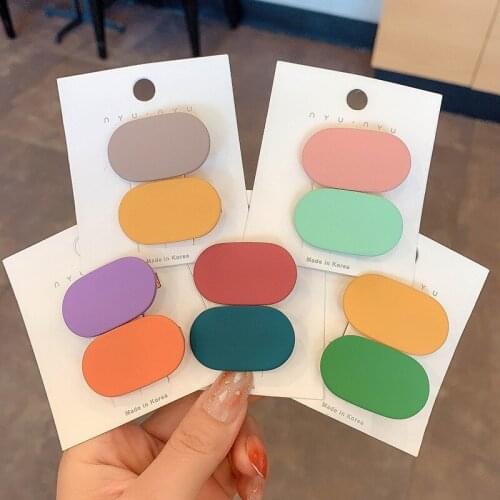 2 Piece Candy Color Hair Pins For Girls Sweet Hair Accessories Set Hair Clips Baby Clips Kids Toddlers Hair Trim Tools Barrettes