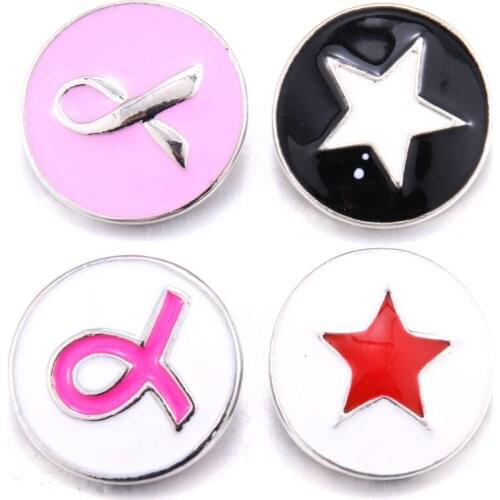 2019 New 10pcs/lot Mix Pentagram Cancer 18MM Snap Button Jewelry Fit Snap Bracelet Bangle Earrings Necklaces DIY Snap Jewelry