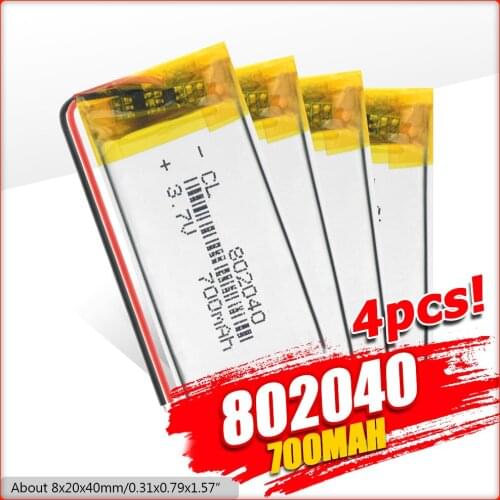 3.7V 700mah 802040 Lithium Li Ion Polymer Rechargeable Battery For GPS PSP DVD MP4 pen camera bluetooth hearphone recorder game