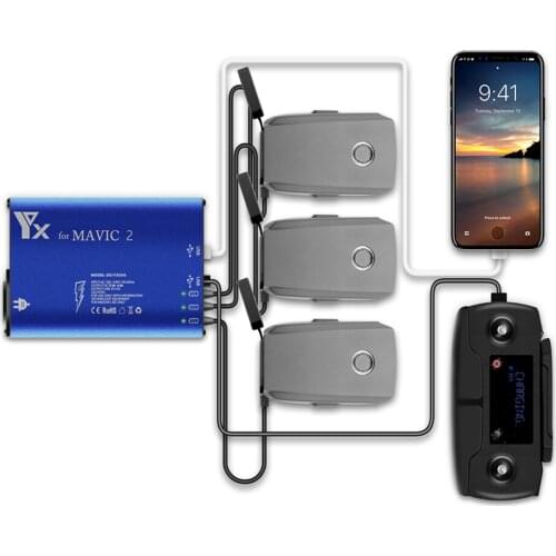 5 in 1 DJI Mavic 2 Battery Charger Hub Intelligent Battery Charging Hub for DJI Mavic 2 Pro/Zoom Battery Car Charging Adapter