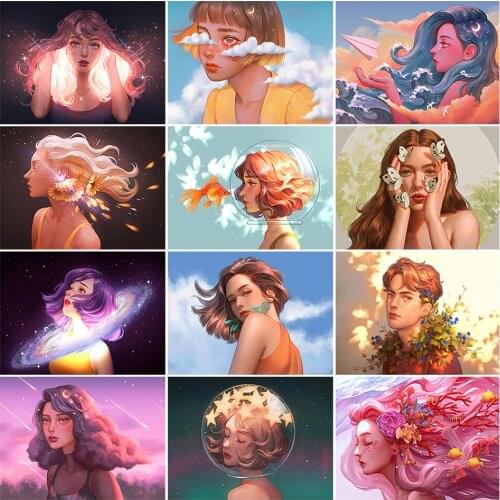 5D Cartoon Girl Portrait Diamond Mosaic Crafts Full Square Round DIY Handmade Diamond Embroidery Home Decor Gift New Products