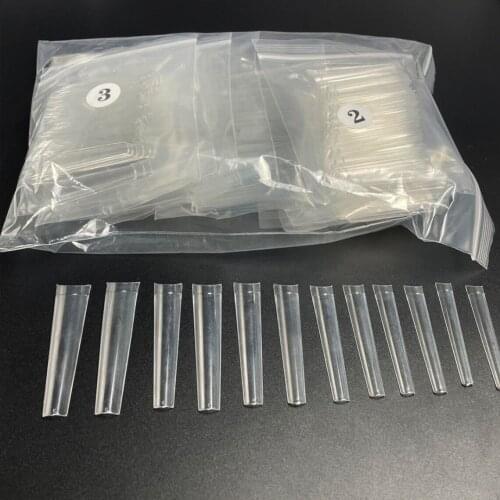 500 pieces XXL C-curve square half cover nail tips Acrylic Tips 10 Sizes Tapered Coffin Tips Extra Long Straight Square Nail Tip