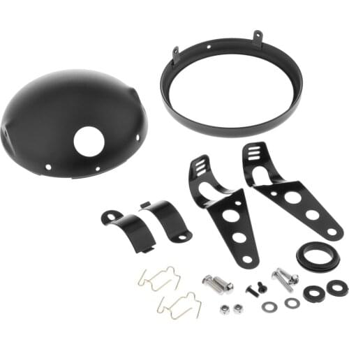 7" Motorcycle LED Headlight Shell Bucket Housing with Mount Brackets