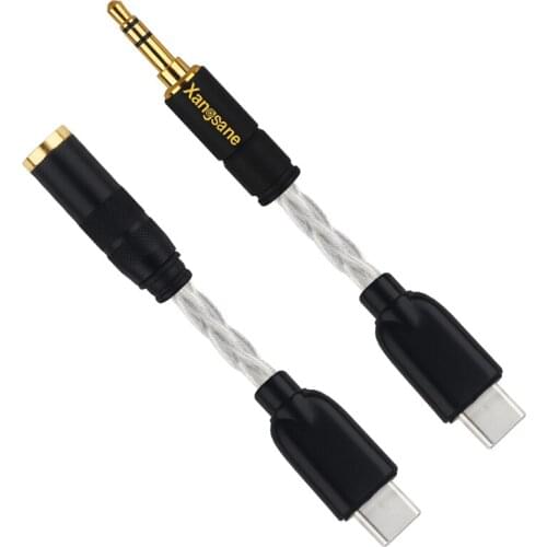 Audiophile Hifi Type-C To 3.5mm Female & L/I Plug Headphone Cable AUX Phone Audio Conversion Cord
