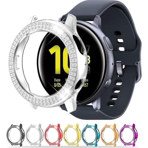 Double Row Diamond Case for Samsung Galaxy Watch for Active 2 40 44mm Screen Plastic PC Protective Watch Shell Bumper Protection