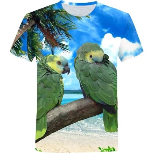 Men 3D Funny Parrot Print T-shirt Personality Color Short Sleeve t-shirts Summer Fashion Hip Hop Casual Bird graphic t shirts