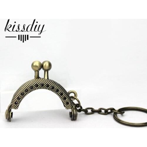 KISSDIY 25pcs 4 CM mini Antique Bronze Metal Purse Frame with keyring for bag handle clutch coin purse clasp wholesale