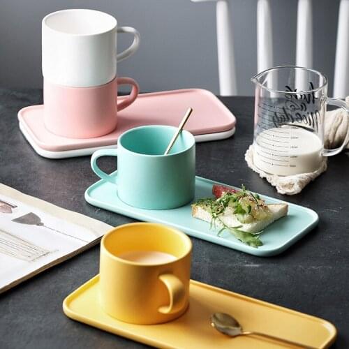 Creative Nordic Ceramic Girl Heart Candy-colored Afternoon Tea Cutlery Set Home Coffee Cup Dish Simple Couple Cup