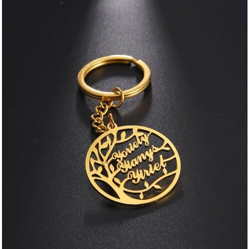 Lemegeton Personalized Custom Name Key Chain Birthstone Tree of Life Keychain For Family Member Tree Keyring New Year Gift
