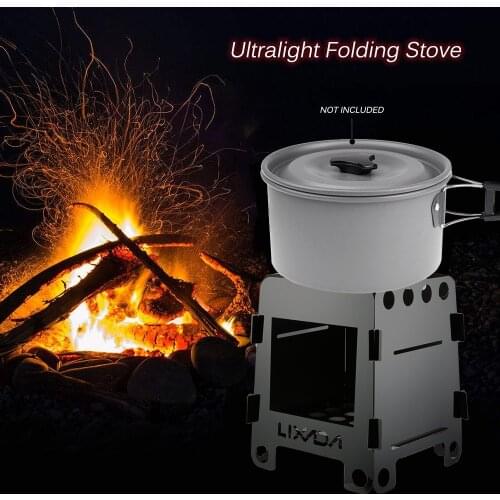 Lixada Lightweight Camping Wood Stove Portable Outdoor Folding Titanium Wood Stove Burning Picnic Alcohol Wood Stove