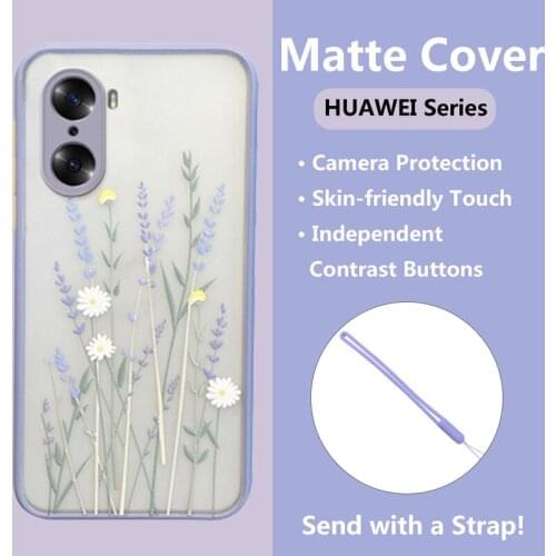 Flower Phone Case For Honor 20 Lite 9S 8S Play 3E HUAWEI Y8S Y8P Y6P Y5P Y5 Prime TPU PC Matte Transparent Camera Protect Cover