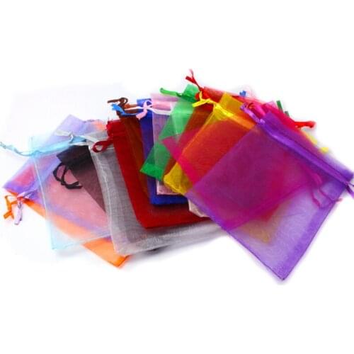 New arrival 9x12cm 10pcs/lot Jewelry Packaging Display Drawable Organza Bags Gift Bags Pouches Packing Bags DIY