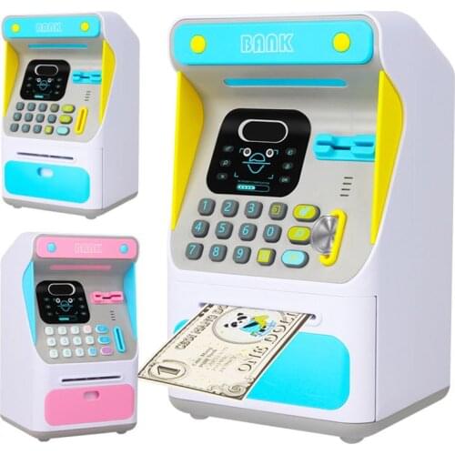 Premium New Mini ATM Money Bank with Electronic Lock Face Recognition Auto Scroll Paper Money & Coin For Kids Teens Boys Girls