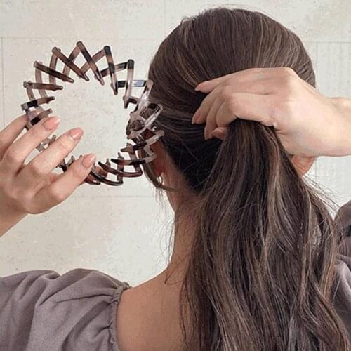 Fashion Women Bun Crystal Hair Claw Horsetail Buckle Hair Clip Bird Nest Expanding Hair Accessories Female Ponytail Headwear