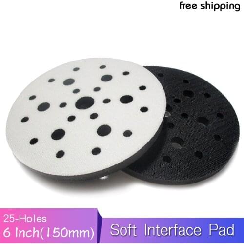 Soft Interface Pad 6 Inch 25 Holes 150mm Hook and Loop Sponge Cushion Pad Damping & Protection Backing Pad Power Tool Parts