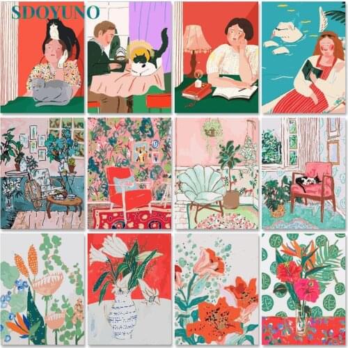 SDOYUNO Paint By Numbers Figure Oil Painting By Numbers On Canvas 40x50cm Frameless Scenery DIY Home Decor Draw Number