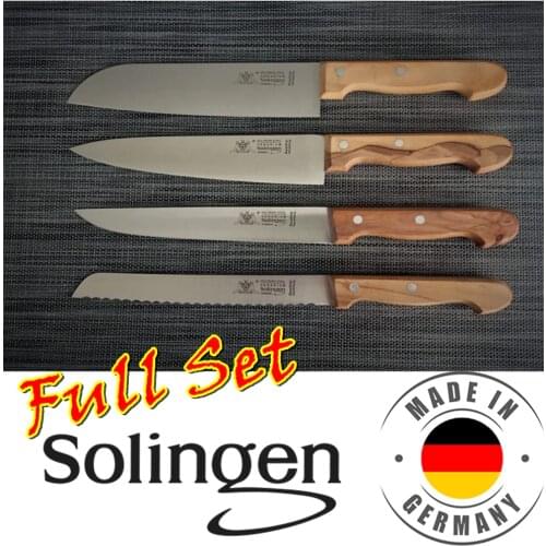 Solingen Germany Butcher Santoku Chef Bread Knife Set of 4 Stainless Steel LIFETIME GUARANTEE
