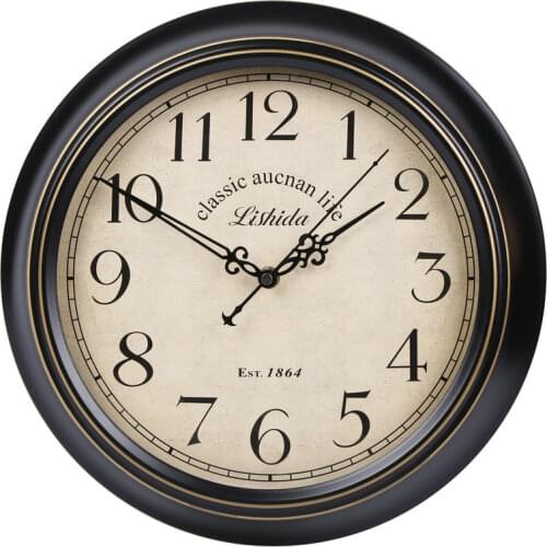 American Wall Clock Vintage Metal Living Room Black Silent Shabby Chic Kitchen Clocks Wall Watch Horloge Mural Home Decor SC567