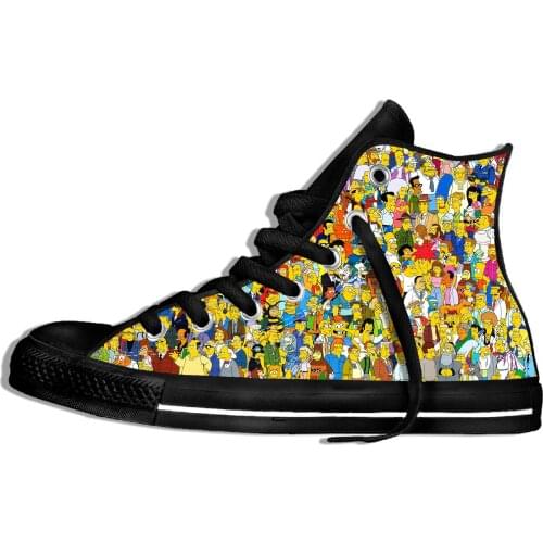 Korean Graffiti Simp-sons New Spring 2019 Mens Slipper Shoes Sweat-Absorbant Light Anti-Odor Lace-Up Spring/Autumn