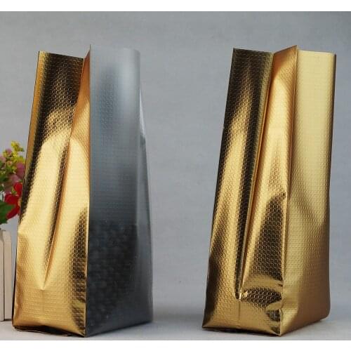 Front Transparent Matte Gold Amboss Oragan Bag Top Open Heat Sealable, 9x25cm/100pcs Aluminum Foil Chocolate Bar Packing Sack