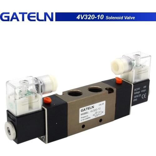 4V320-10 DC 12V 24V AC110V 220V 3/8" BSPT 2 Position 5 Ways Pneumatic Solenoid Valve with 6mm 8mm 10mm 12mm fittings