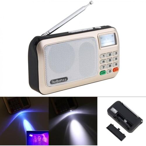 Rolton W505 Portable TF Card USB Mini FM Radio Speaker with LED Display Subwoofer MP3 Music Player / Torch Lamp / Money Verify