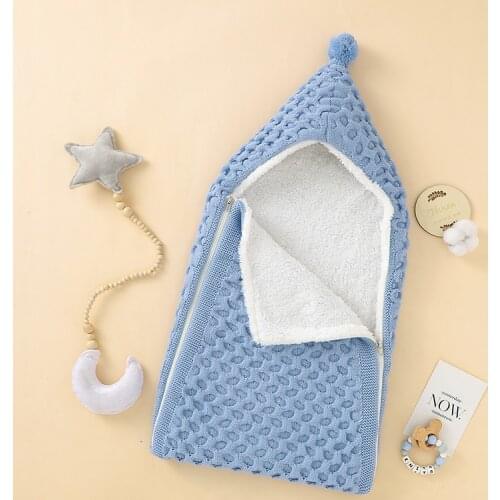 Newborn Baby Sleeping Bag Solid Knitted Infant Girl Boy Bebe Sleep Sack Fashion Zipper Toddler Stroller Warm Wrap Swaddle Winter