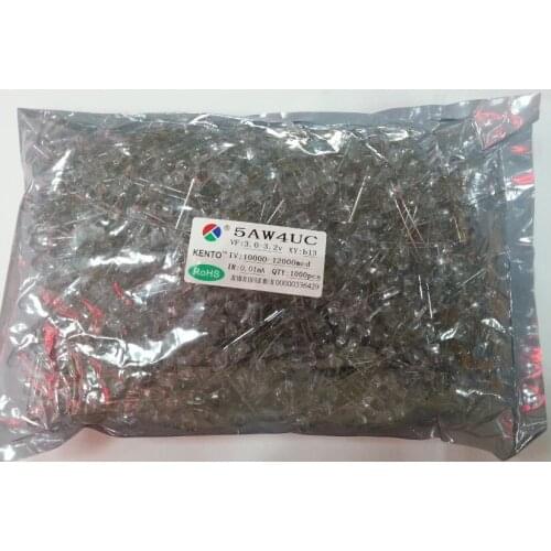 LED light emitting diode 5mm white hair white highlight long foot 5mm white super bright 5mm transparent white light