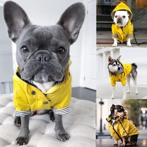 Dog Waterproof Raincoat Pet Jacket INS Fashion Dog Costume French Bulldog Love Clothes for Large Dogs High Quality Raincoat PU