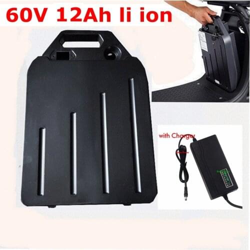 Waterproof 60V 12Ah Lithium ion battery 18650 BMS li ion Detachable for 1500W citycoco Halle X7X8X9 scooter + 2A charger