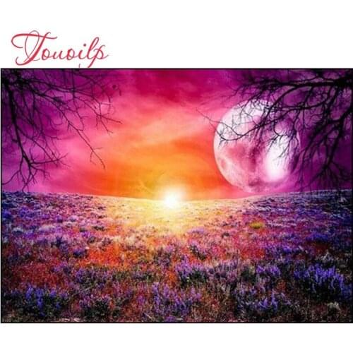 Embroidery Scenery Tree Lavender Moon Planet Full Drill Square/Round Diamond Painting Cross Stitch Kits Rhinestones