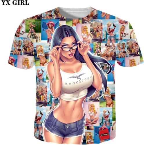YX GIRL Drop shipping 2018 summer New Fashion 3d t shirt Sexy beauty Anime Print Mens Women Tee shirts casual Cool t shirt