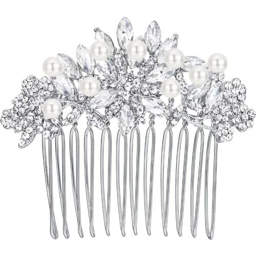 Tuliper Flower Wedding Hair Clip Jewelry Women Bridal Combs Hairpins Headbands Crystal Pearl Tiara Party Gif tзаколка Gold-color