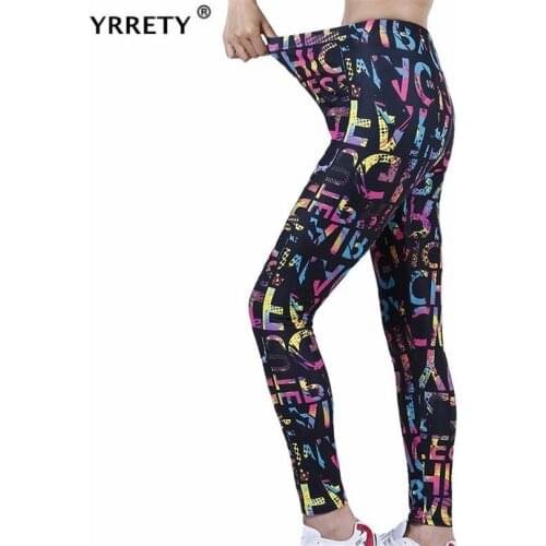 YRRETY New Women Push Up Leggings High Waist Polyester Colored Letter Printing Jeggings Sexy Slim Workout Ankle-Length Pants