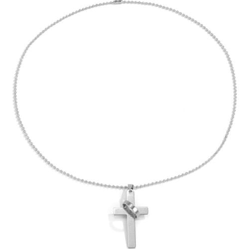 POTCET 2021 Korean Fashion Trend Womens Stainless Steel Cross Necklace Pendant Retro Necklace Geometric Small Trend Jewe