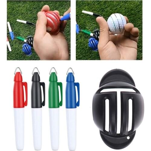 1 Set Golf Ball Line Marking Alignment Tool with 4pcs Marker Pens Golf Putting Positioning Aids H4GF
