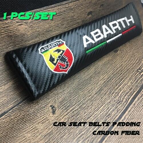 1pcs carbon fiber Abarth Badge Emblem Seat Belt Cover Case Carbon Scorpion For All Fiat Abarth Punto 124/125/125/500 Car Styling